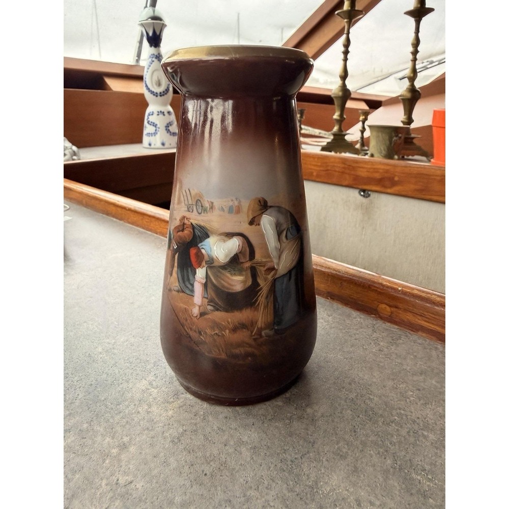 Antique Z. S. & Co. Bavaria Vase Circa 1880-1918 Brown Gold Guilt Pastoral Scene